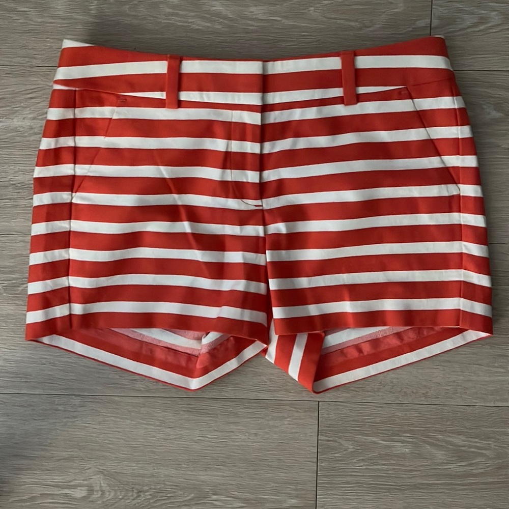 Ann Taylor orange and white striped shorts